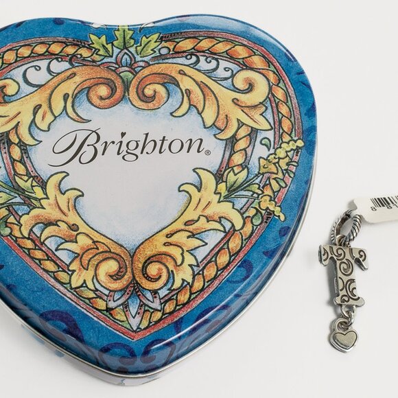 NWT Brighton Enamel Heart & Flower Initial Letter T Charm - Picture 4 of 5